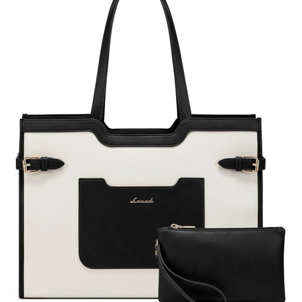 Luxurious Black and White Laptop Tote Bag